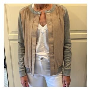 Ecru Womens Suede‎ Leather Cardigan Brown S Minimalist Capsule Classic Western